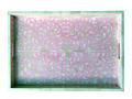 Pink Floral Bone Inlay Serving Tray