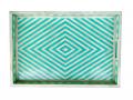 Green Geomatric Bone Inlay Serving Tray