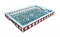Floral  Bone Inlay Serving Tray in Gray 18"*12"