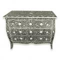 Provincial French Style Bone Inlay Dresser Chest Of Drawers In Black 42" Handmade