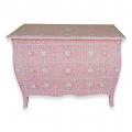 Handmade French Provincial Style Bone Inlay Dresser Chest Of Drawers In Pink 42" Handmade French Provincial Style Bone Inlay Dresser Chest Of Drawers In Pink 42"