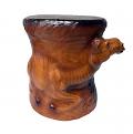 Embossed Camel Leather Covered Paper Mache Accent Table