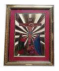 Gold Plated w/ 24 Carat Jesus Christ INRI Wall Picture Frame 16"