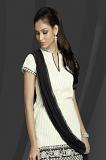 Black & White Cotton Readymade Churidar Kameez Suit
