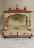 Handcrafted Pink & Gold Jaipuri Design Small Wooden Temple 18" X 22.5" Handcrafted Pink & Gold Jaipuri Design Small Wooden Temple 18" X 22.5"