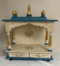 Handcrafted Blue & Gold Small Wooden Temple 18" X 22.5" Handcrafted Blue & Gold Small Wooden Temple 18" X 22.5"