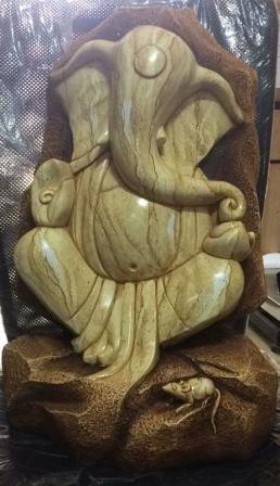 Abstract Style Granite Marble Finish Ganesh Idol Statue - 22"