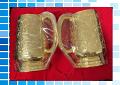 Gold Plated Beer Mug Set with Carving (2 Pcs)