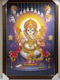 Beautiful Wooden Framed Canvas Print Picture of Ganeshji # 4 - 23 x 33"