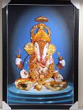Beautiful Wooden Framed Canvas Print Picture of Ganeshji # 7 - 23 x 33"