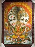 Beautiful Wooden Framed Canvas Print Picture of Ganesh Parivar #1 - 23 x 33 Beautiful Wooden Framed Canvas Print Picture of Ganesh Parivar #1 - 23 x 33