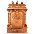 Wooden Pooja Mandir - Antique Oak Finish Gopura Temple - 30 Inches