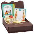 GIFT HAMPER - Elegant Bhaiya Bhabhi Rakhi With An Orange Flower on stone GIFT HAMPER - Elegant Bhaiya Bhabhi Rakhi With An Orange Flower on stone