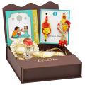 Beautiful Flower Bhaiya Bhabhi Rakhi Set w/ Roli,Chaval,Chocolate & Card