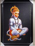 Beautiful Wooden Framed Canvas Print Picture of Hanumanji # 1 - 23 x 33"