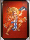 Beautiful Wooden Framed Canvas Print Picture of Hanumanji # 3 - 23 x 33"