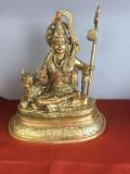 Golden Carved Brass Statue of Lord Shivji 9"