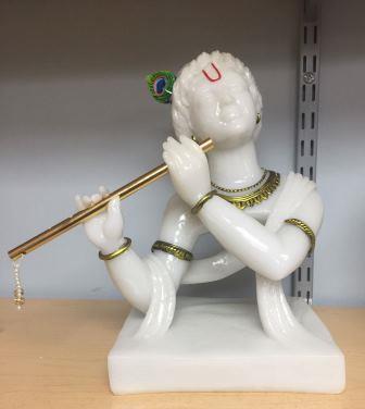 Abstract Style Makrana Marble Krishna Idol Statue - 18"