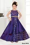 Chanderi Silk Stylish Blue Gown for Young Girls Chanderi Silk Stylish Blue Gown for Young Girls