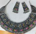 Colorful Silver Vintage Oxidized Jewelry Set