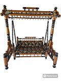 Handcrafted Wooden Jhula Swing, Indoor Indian Sankheda Jhula Black / Copper