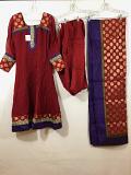 Maroon Georgette Salwar Churidar,Benaras Duppata Siz: 36, 38