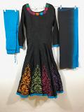 Black Cotton Anarkali Salwar Chudiar w/ Chiffon Dupatta