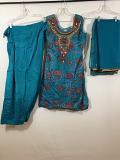 Patiyala Blue Dress,w/ Optional Short Sleeves,Georgette Dupatta