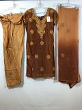 Patiyala Brown Dress w/ Cream & Brown Chiffon Duppata