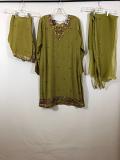 Light Olive Green Crape Patiala w/ Chiffon Duppatta