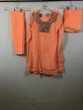 Peach Color Chiffon Churidar w/ Matching Duppatta