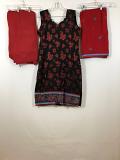 Black & Red Patiala w/ Red Chiffon Duppatta w/ Optional Black Short Sleeves