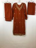 Brick Brown Georgette Patiala w/ Matching Duppatta