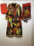 Multi Color Poly Cotton Churidar Suite w/ Matching Self Printed Chiffon Duppatta Multi Color Poly Cotton Churidar Suite w/ Matching Self Printed Chiffon Duppatta