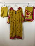 Mustard Georgette Dress w/ Churidar Pant &  Chiffon Duppatta