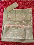 Handwoven Dhakai Jamdani Saree – Sage Green with Silver & Copper Zari Handwoven Dhakai Jamdani Saree – Sage Green with Silver & Copper Zari