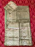 Pure Tussar Silk Saree – Olive Green with Traditional Woven Motifs Pure Tussar Silk Saree – Olive Green with Traditional Woven Motifs
