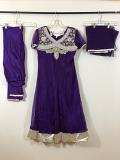 Purple Net Dress w/ Satin Churidar Pants w/ Net Duppata