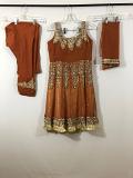 Light Brown Party Wear Suite w/ Georgette Churidar Pants & Dupatta