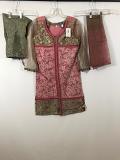Light Pink Churidar Suite w/ Self Print w/ Net Dupatta
