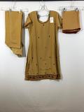 Light Brown Crape Patiala Suit w/ Chiffon Stole
