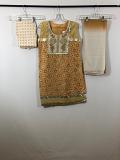Light Brown Cotton Suite w/ Churidar Pantsand Chiffon Duppatta