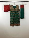Green & Marron Chanderi Cotton Suite Full Embroidery w/ Satin Salwar Pants &  Duppata
