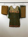 Green Cotton Dress w/ Patiyala Pants w/ Chiffon Churidar
