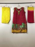 Red Cotton Dress w/ Patiyala Pants & Chiffon Dupatta