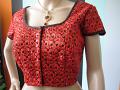 Designer Embroidered Black and Orange Blouse Designer Embroidered Black and Orange Blouse