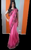 Inspired Pink Shaded Saree w/ Black Sequin Blouse -(Festival Discount)