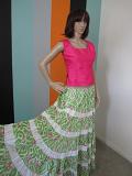 Cotton floral Printed Long Skirt & Pink Crop Top