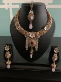 Beautiful Pink & White Polki Necklace Set