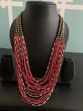 Pink and Gold Multi Layer Bead Necklace 